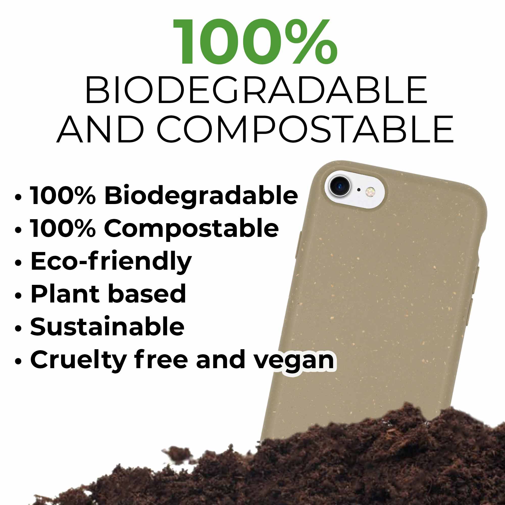 Olive Green Biodegradable iPhone Case | Plant-Based Protection for iPhone 15, 13, 10, 6