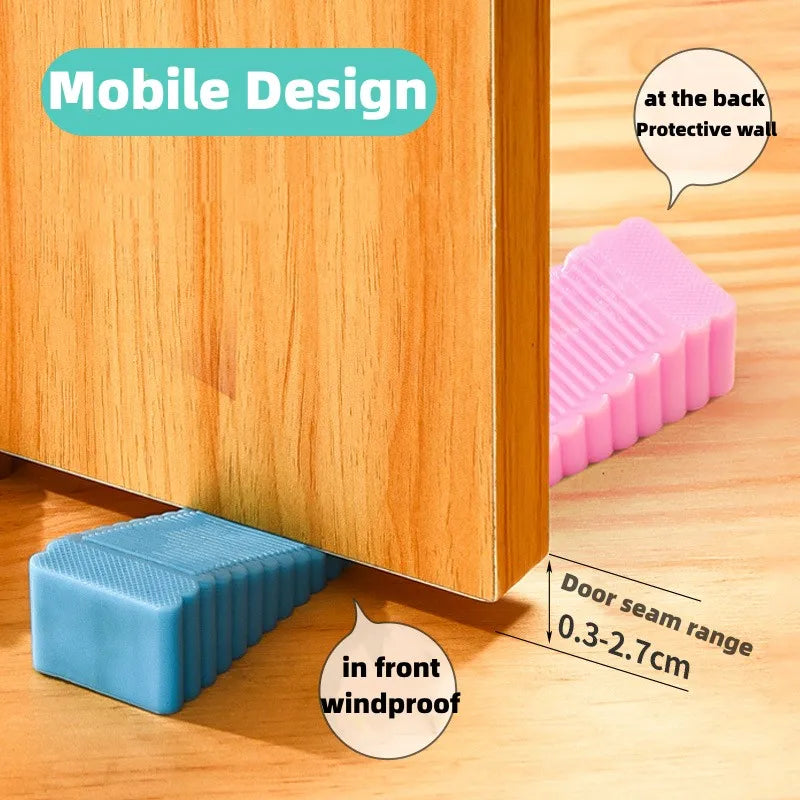 8-Color PU Rubber Door Stop Wedge - Non-Slip, No Drill Door Stopper for Home & Office