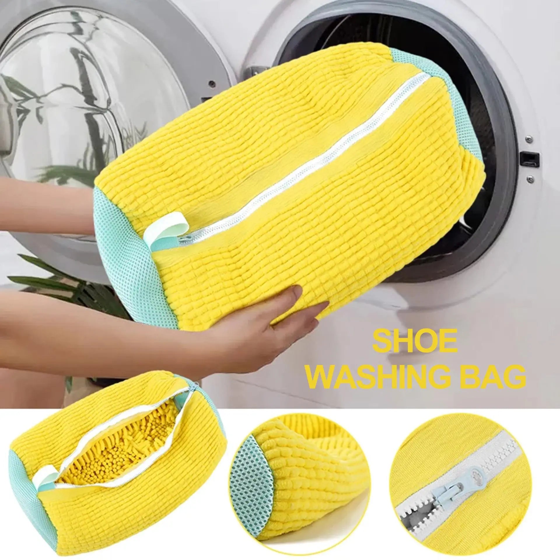 Shoe Washing Bag Cotton Laundry Bag Zippers Closure Shoe