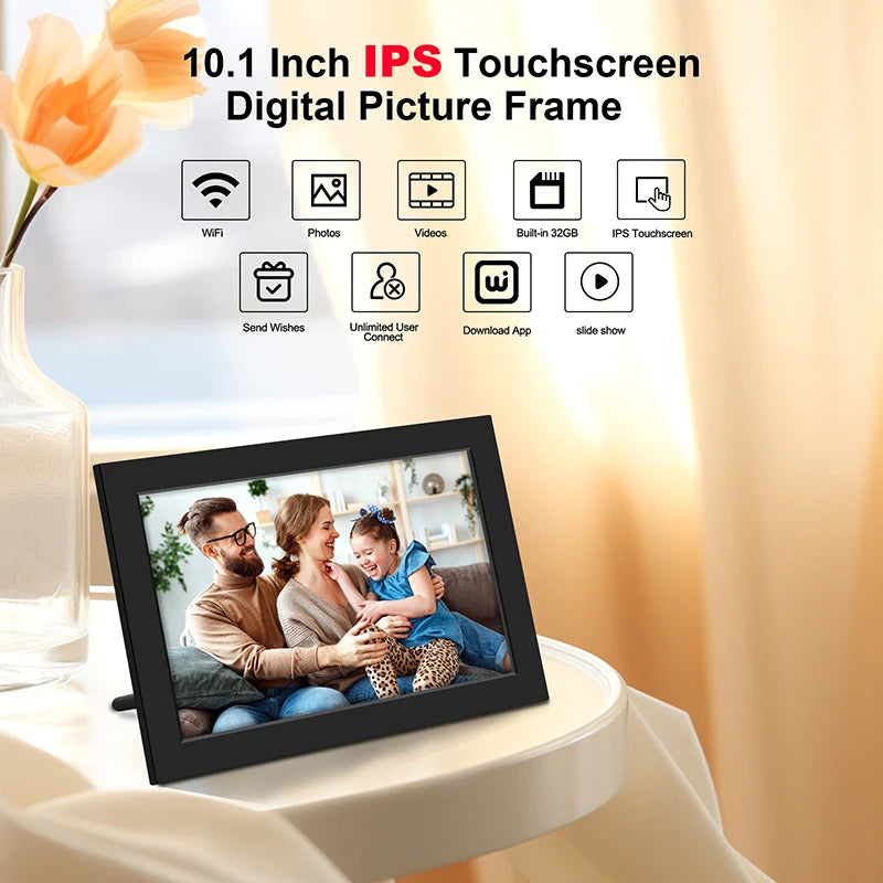10.1 Inch Smart Digital Photo Frame - 32GB WiFi Cloud Frame, HD Touchscreen Display