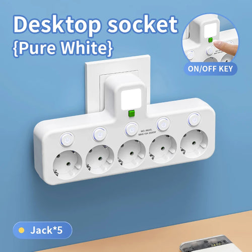 Smart 4-Socket EU Power Strip - with USB Charging, Individual Switches & Wall Mountable Design