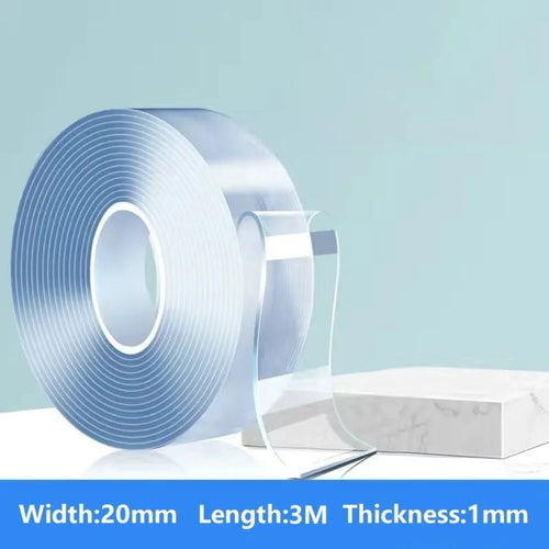 Nano Double Sided Tape - Transparent Acrylic, Reusable & Waterproof (1/3/5M Lengths)