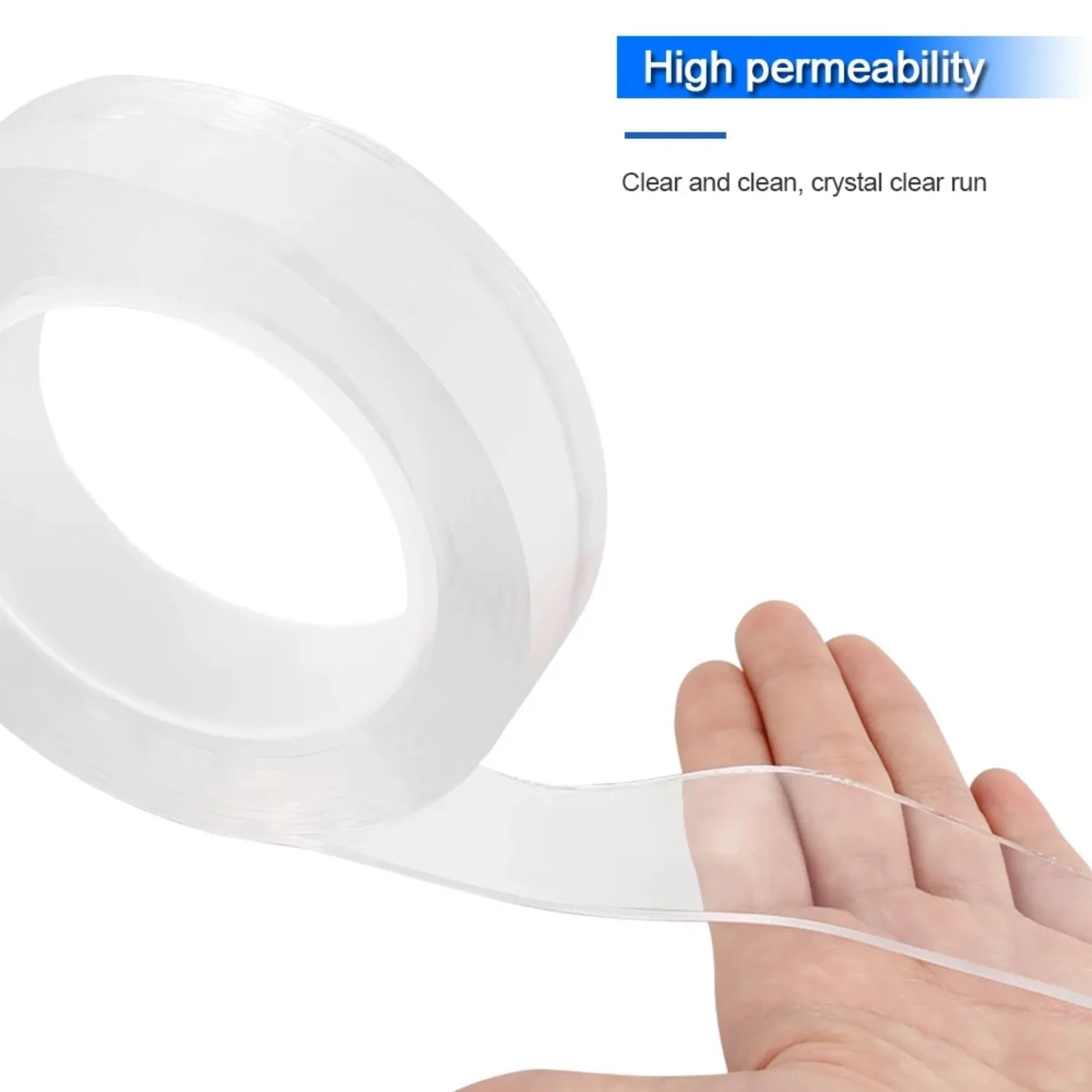 Nano Double Sided Tape - Transparent Acrylic, Reusable & Waterproof (1/3/5M Lengths)