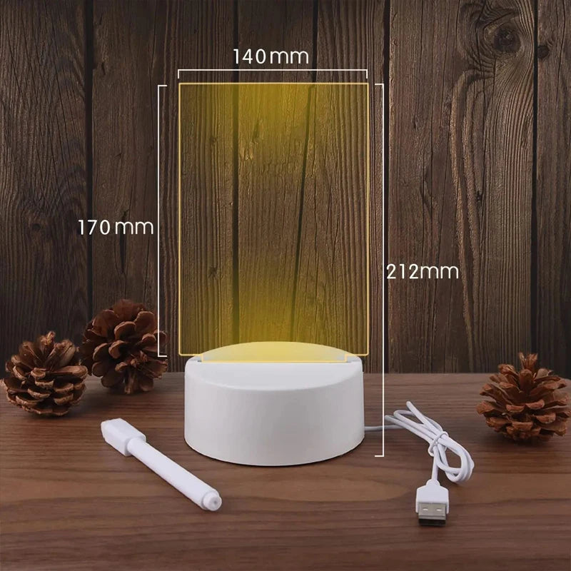 USB LED Night Light - Transparent Luminous Acrylic Panel, Plug-In Ambient Glow
