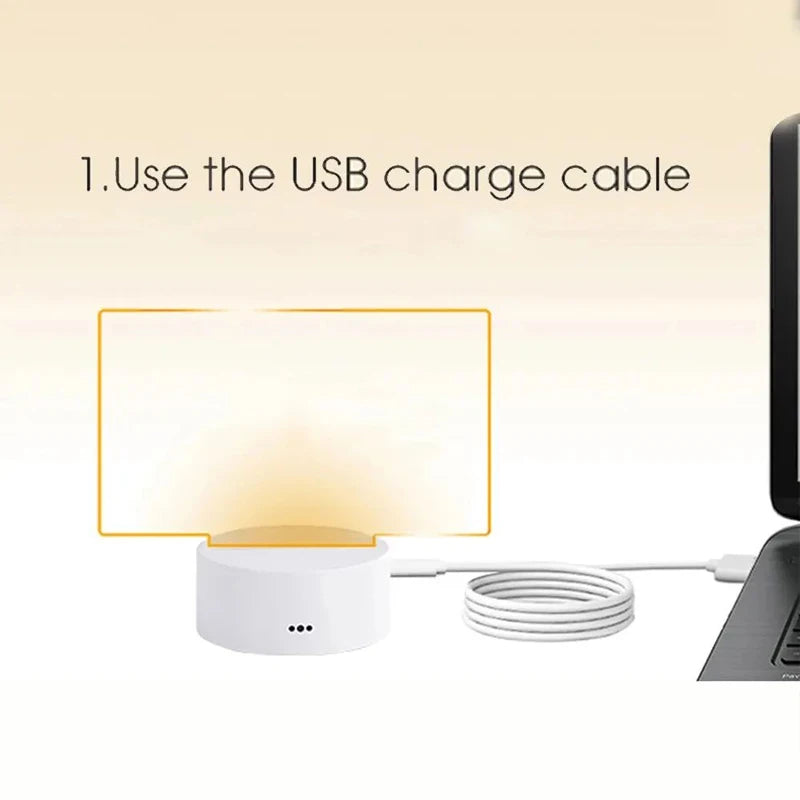 USB LED Night Light - Transparent Luminous Acrylic Panel, Plug-In Ambient Glow